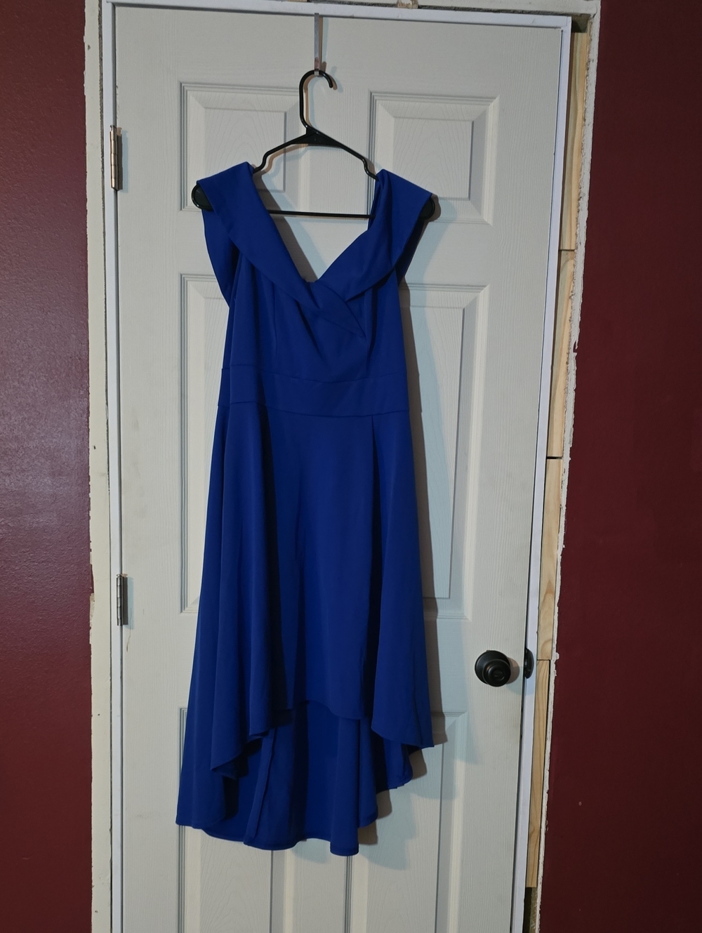 Royal Blue High-Low V-Neck Women's Dress